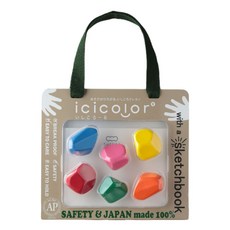 日本AOZORA滾滾石兒童安全蠟筆6色組，安全無毒，石頭造型易抓握，附手提袋, 6色, 1個