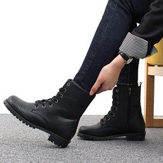 시아슈즈 국산 플랫 심플 여성 워커 블랙 3cm 쉬크