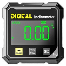 下殺價 高精度數顯儀 水平儀 角度傾角測量斜角工具 斜率坡度, 1個, 【普通無激光款】鋁合金外殼+兩側磁吸