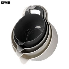 DFMEI 北歐簡約風沙拉碗蔬菜水果零食盤多功能洗菜籃烘培攪拌碗, 1個, 灰白四件套簡裝, 參考詳情