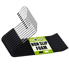 Spring Fever 오픈 엔드 미끄럼 방지 스폰지 패딩 바지 행거 - 크롬 도금 폼 튼튼한 공간 절약 블랙 롱 5 163089, 10개