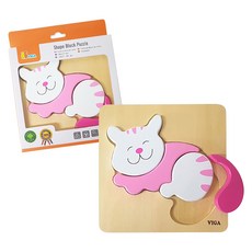 베이비 야옹이 고양이 동물 원목 퍼즐 놀이 교구/비가(VIGA)