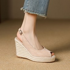 봄 통굽 클래식 구두 데일리 휴양지 베이직 발편한 여자 웨지힐 키높이 토오픈