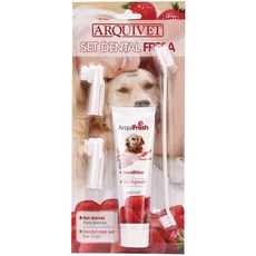 寵物牙刷牙膏套組 狗狗貓咪口腔清潔 犬貓牙齒清潔用品 寵物護齒刷牙組, 1個, (整套)草莓味