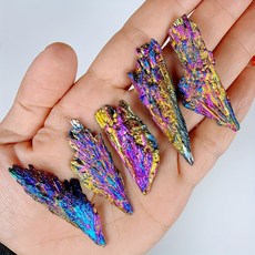 1개/5개 블루/퍼플 오라 불꽃 깃털석 - 블랙 키아나이트 표본 무지개빛 가정 장식 선물용, [00] 보라색, [00] 1pc