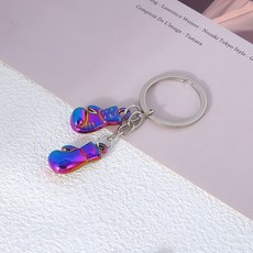 拳擊手套造型鑰匙扣 健身搏擊運動掛飾, 1個, 雙拳套-炫彩