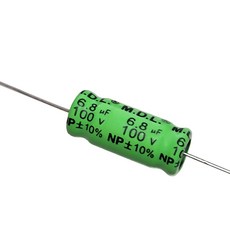 M.D.L. NP 100V 3.3uF-100uF 無極性臥式電解電容器(B10A系列) 高中音喇叭專用, 6.8uF100V 8mm*19mm