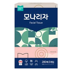 모나리자 천연펄프 미용티슈 2겹, 280매, 3개