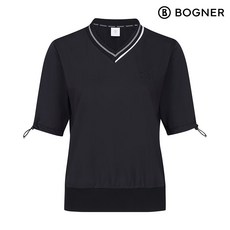 [보그너] 여성 우븐 믹스 반팔티셔츠