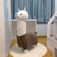 알파카 스툴 귀여운 라마 바퀴 체어 인테리어 장식 체어 인형, A. 갈색 알파카두꺼운 양털, A. 갈색 카두꺼운 양털