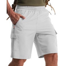LIBIN Libin 남성용 하이킹 카고 반바지 경량 빠른 건조 운동 캐주얼 골프 아웃도어 액티브 지퍼 포켓 라이트 그레이.