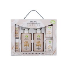 nac nac Classic Garden 經典花園系列 洗髮沐浴乳禮盒 牛奶燕麥 新生兒/滿月禮盒, 1個, 牛奶燕麥護潔膚組6件禮盒