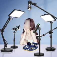 라이브 방송 조명 탁상형 led 색상 변경 듀얼 촬영 사진 소형 휴대용 단일 조명, 3개, T10 삼등 램프+스탠드 3개