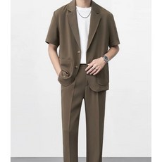 POMTOR 여름 정장 남자 패션 세트 남성여름정장 여름정장 남성정장
