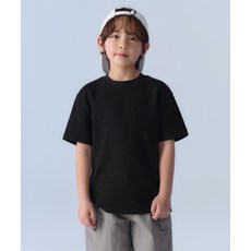무신사 스탠다드 MUSINSA ANDAR D KIDS 와플 릴렉스드 크루 넥 티셔츠 블랙 MKETS4Z03-BK 130201