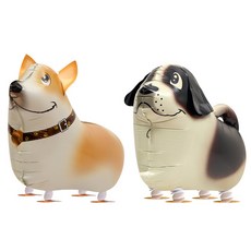 이벤트홀릭 산책풍선 2개 세트 헬륨 충전 가능 걸어다니는 놀이동산 산보 풍선, 1세트, 01. 강아지[웰시코기]+강아지[비글]