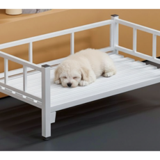 제니핑 애견 침대 철제 프레임 국내 대형견 평상 애완견 실내 야외 여름, 1개, 화이트