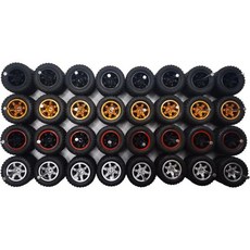 자동차 다이캐스트 피규어 자동차 다이캐스트 장난감 자동차 다이캐스트 모형 16개 세트 1/64 휠과 트럭 오프로드 1/64 휠과 타이어 세트 시뮬레이션 맞춤형 고무 타이어 4개, 자동차 다이캐스트 피규어 자동차 다이캐스트 장난감 자동