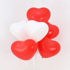 파티짱 하트 풍선 10세트 홈파티 프로포즈, 1개, 하트풍선(레드 화이트) 10세트