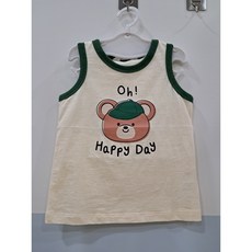 해피랜드 무형광인증 순면 100% 포인트 민소매 티셔츠 HZ3-23304