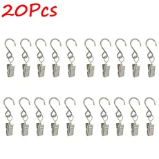 새로운 스테인레스 스틸 S 클립 10 20 50 100 커튼 클립 교체 후크 금속 창 커튼 사진 클램프 홈 장식, 01 20Pcs