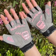 健身手套女半指春夏薄款短款男運動戶外露指防滑騎行手套開車防曬, 粉色,S, 1個