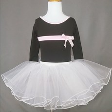 디벨라 여아 핑크 라인 리본 반팔 튜튜 발레복 투피스