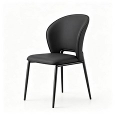 Shark家具 北歐輕奢設計師高級感餐椅 經典黑 45*50*84CM, 黑色【簡約高承重腿】加厚皮革, 1個