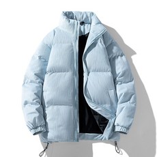 素色情侶款加厚保暖棉服 百搭寬松禦寒外套