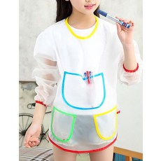 긴소매 투명 미술 가운 앞치마 아동 방수 유아용 어린이, L-민소매