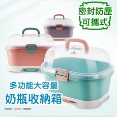 多功能大容量 密封防塵 可攜帶外出 寶寶奶瓶收納整理箱, 紫色, 奶瓶收納箱