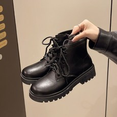 여성 레더 워커 레이스업 발목안정 사이드지퍼 데일리슈즈