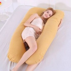U자 바디필로우 임산부 출산선물 직물, 단품 심 130x70CM 0.3kg, 생강노랑 순면직물