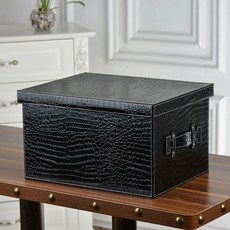 정리 수납함 휴대품 보관함 수납상자 이동식, 고퀄리티야블랙 악어무늬, 오버사이즈 49*34*24