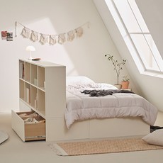 [선착순쿠폰] 포더홈 파운드 파티션 빅 수납침대/책장형/확장형 침대 슈퍼싱글 퀸, 03. 확장형, 크림