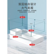 烏龜缸 買一送一 加高大空間 烏龜生態飼養盒 烏龜飼養盒 烏龜飼養缸 曬背台 龜缸 飼養箱, 1個, 48.5cm*32cm*25cm-龜缸