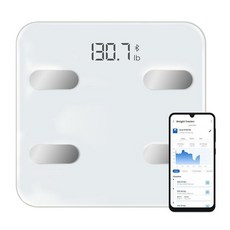 NextLevel Fit 체중을 위한 스마트 체중계 BMI 체지방 및 근육량이 있는 디지털 욕실 체중계 블루투스 체성분 분석기 앱 동기화 건강 피트니스 저울 - 블랙, 화이트