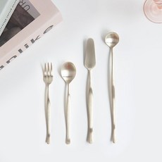 [국내생산] Satin 샤틴 골드 티스푼 티포크 버터나이프 롱스푼, 1개