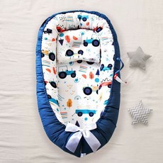 픽셀러 신생아 모기장 아기요람 이동식 아기 흔들, 블루 트랙터