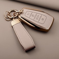 HAKO 소프트 가죽TPU 차키케이스+키홀더 (르노호환), 핑크베이지, S-04