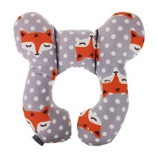 JoyBaby嬰兒U型枕，柔軟親膚，保護頸椎，推車汽車座椅適用，寶寶護頭固定枕, 紅色狐狸款
