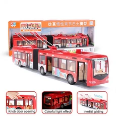 어린이용 연결 버스 장난감 마찰 구동 당김 및 이동 관절 유아 소년 컬렉션 선물, 01 빠른  Mainland, 07 Large bus red