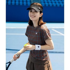 르꼬끄 여성 테니스 반팔 티셔츠 체크 게임셔츠 LN5FHT30L 브라운