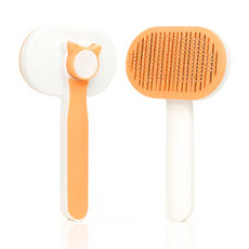 EIRAFUR 貓狗兔通用寵物針梳 一鍵退毛 | 打蓬除廢毛 圓頭不傷膚 寵物按摩梳 不鏽鋼梳齒 輕鬆除浮毛廢毛 貓咪梳子 狗狗梳子, 蜜橘奶霜, 1個