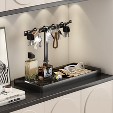 【开发票/统编】鑰匙盤 鑰匙架 玄關擺飾 房間擺件 療癒小物 辦公室小物 鑰匙收納 玄關裝飾品 擺件 入戶門口 鞋櫃 客廳 家居 喬遷禮品, 玄關收納【方形】黑色,無規格, 1個