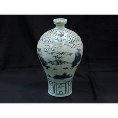 《博古珍藏》青花人物圖梅瓶．早期收藏老件瓷器．大件花瓶擺飾
