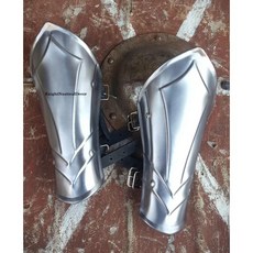 중세 팔 보호대 – 바이킹 스타일 팔찌 LARP 코스프레 르네상스 의상용 기사 노르웨이 전사 복장 보호 갑옷, 은색