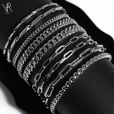 VARAM 서지컬스틸 변색없는 데일리 실버체인팔찌