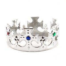 공주 왕자 왕관 머리띠 (파티용품 연극 소품), 1개, 십자왕관(실버)