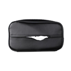 車用抽取式皮革面紙盒 汽車椅背面紙套 多功能面紙套, 黑, 1個